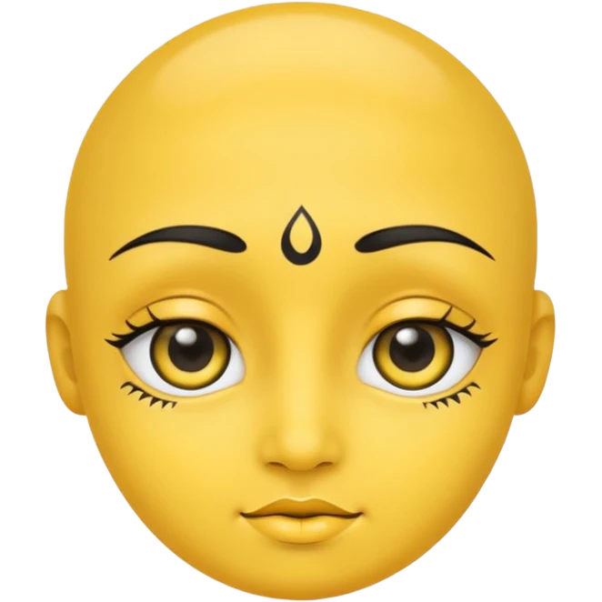 Yellow face with cute eyes and black bindi emoji