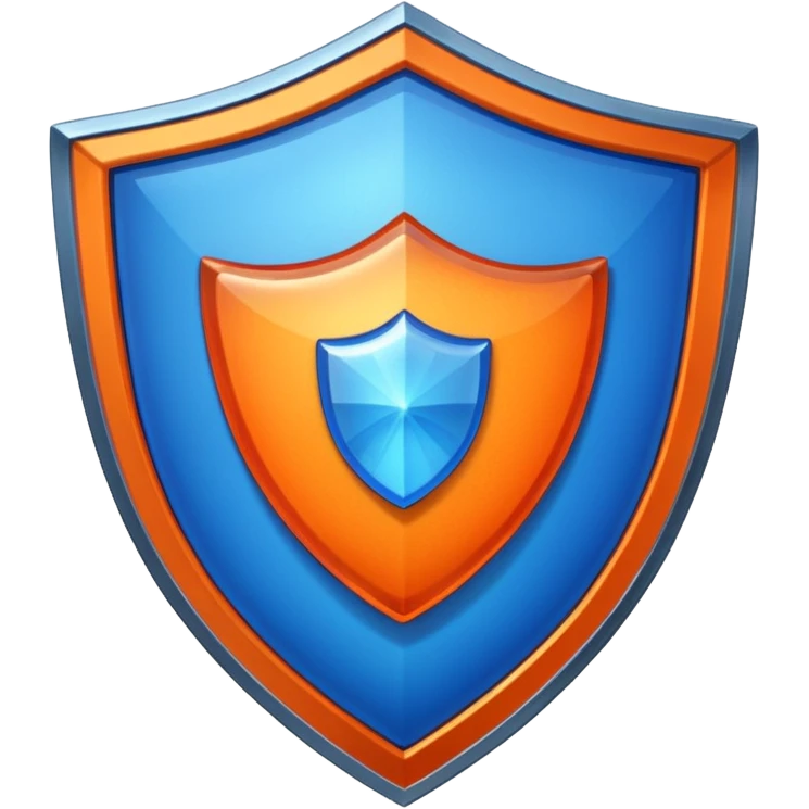 glitter blue and orange shield emoji