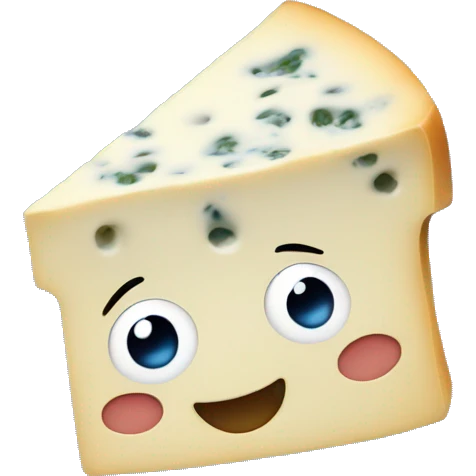 Roquefort cheese  with cute  laughing  face   emoji