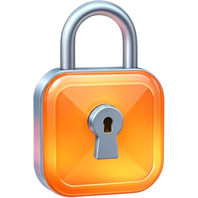 Holographic and glassmorphic light orange lock emoji