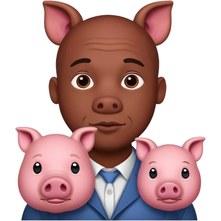 A pig in human shape riding a black man in pig shape emoji