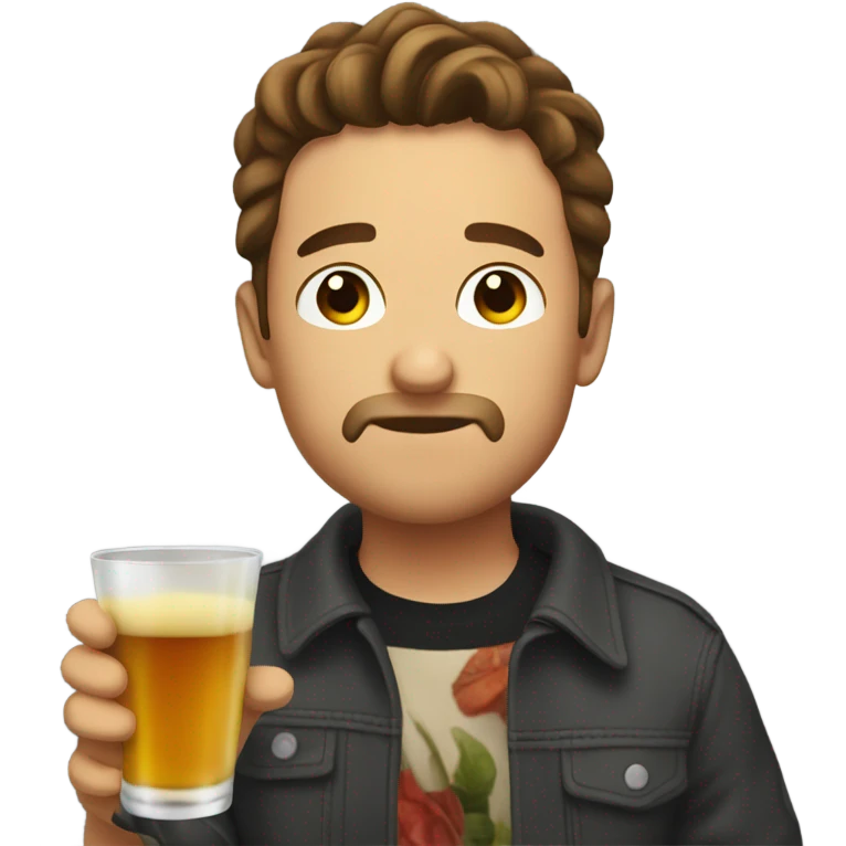 Jesse drinking his first alcoholic drink emoji