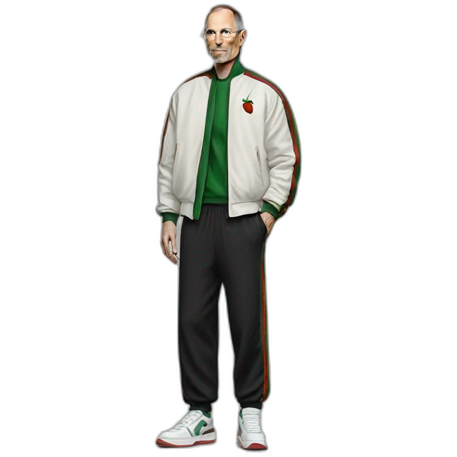 Steve Jobs with Gucci jogging suit with Jordan’s sneakers  emoji