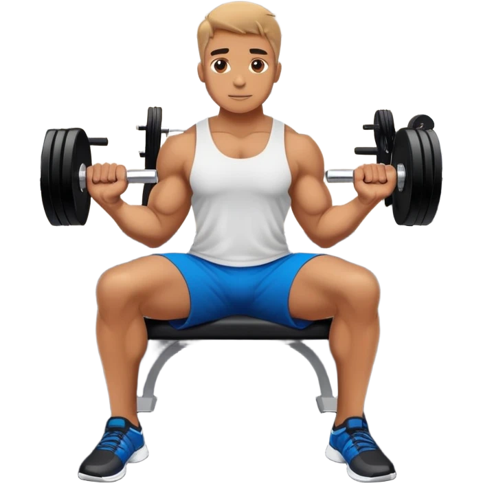 The man who chill on the bench in gym with dumbbells in the hands  emoji
