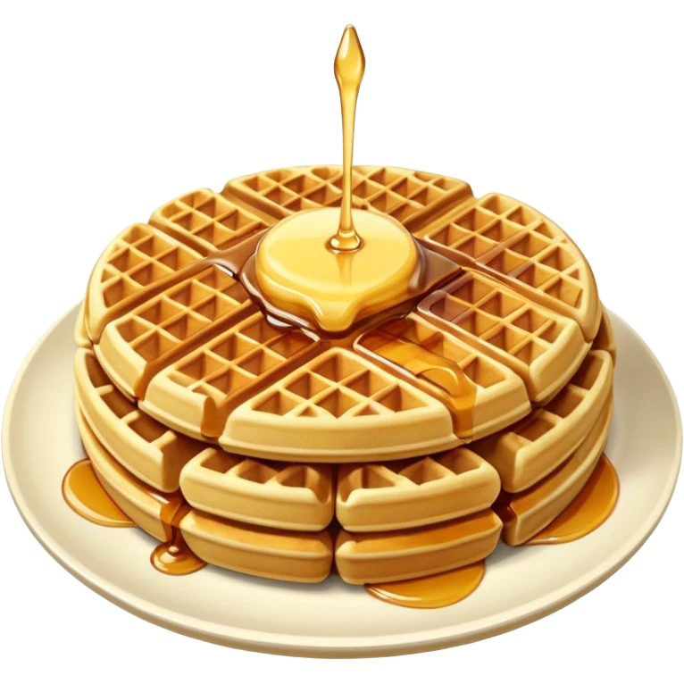create a waffle on a plate with butter and maple syrup emoji emoji
