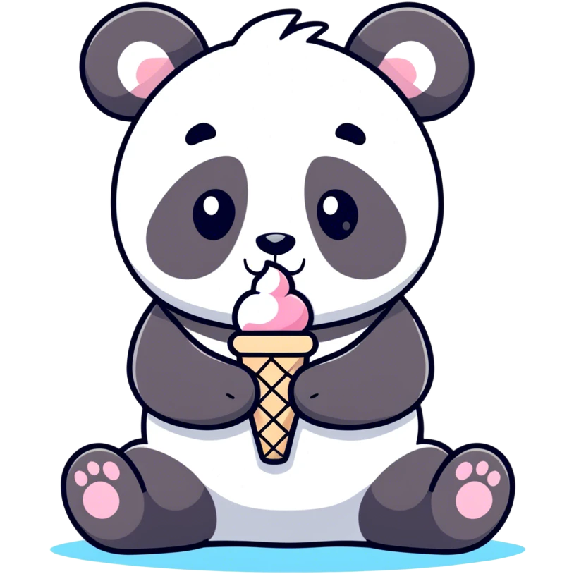 Panda eating ice cream emoji