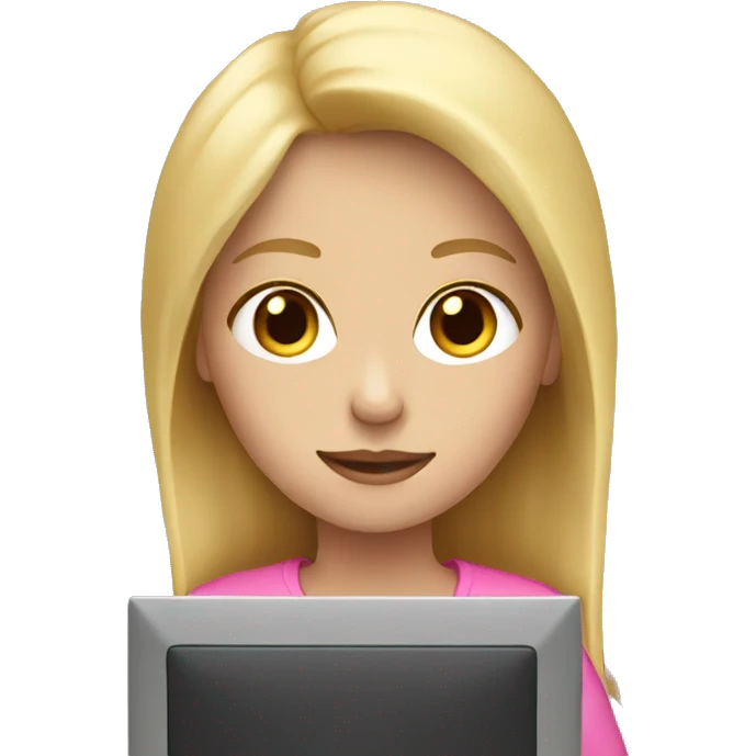 blonde girl with a pink computer  emoji