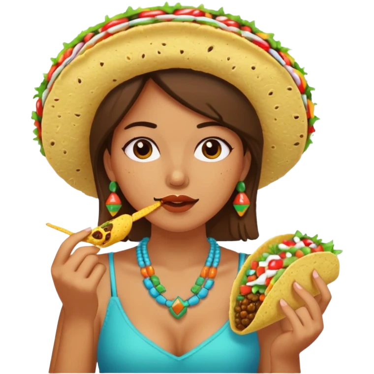 Girl eating taco while sweating  emoji