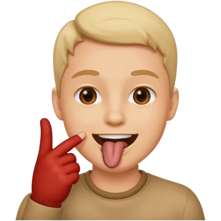 doigt dans la bouche avec un sourire emoji