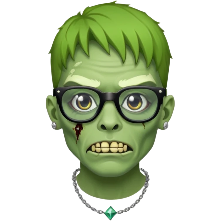 Zombie verde con lentes negros y cadena de diamantes  emoji