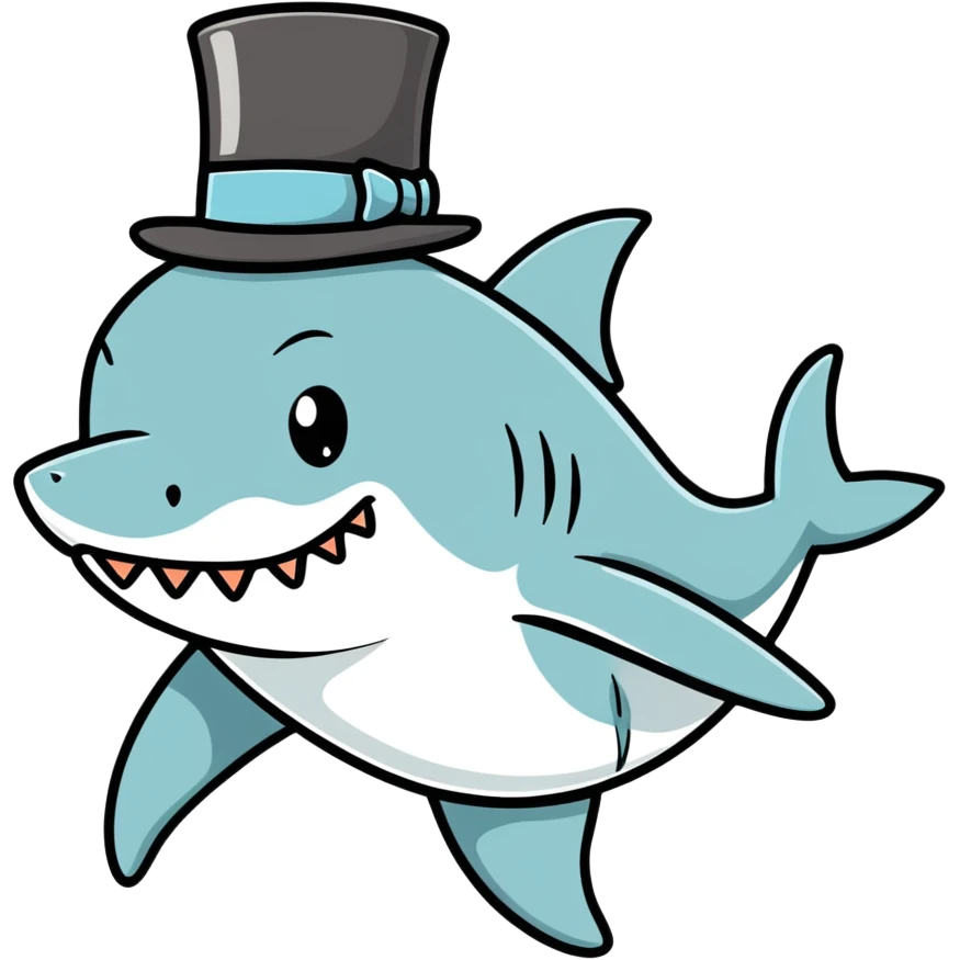 Shark with a top hat emoji