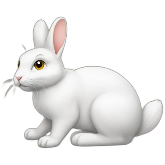 Lapin sur un chat emoji