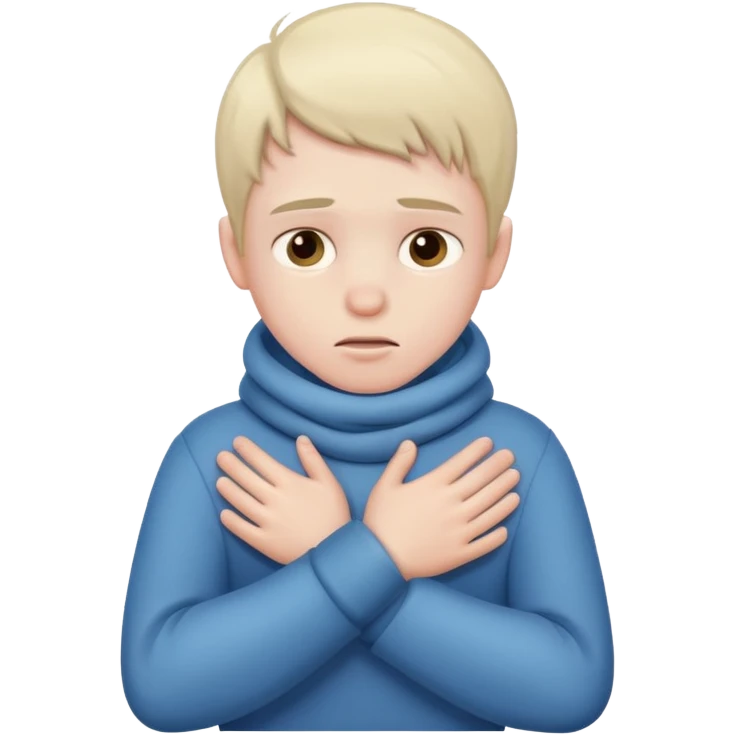 boy shivering in the cold rubbing his arms  emoji