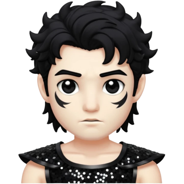Cronus from Mythology with black hair, black sequin outfit emoji