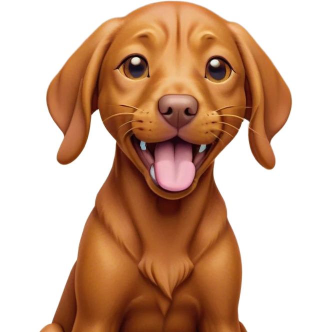 Cinematic Cute Yawning Vizsla Portrait Emoji, Head tilted slightly with a dramatic, wide-open yawn, showcasing a smooth rust and gold Fur with a subtle shimmer, floppy ears slightly drooping, round amber eyes barely open in drowsy contentment, Simplified yet irresistibly adorable features, highly detailed, glowing with a soft, cozy glow, high shine, relaxed yet expressive, stylized with a touch of whimsy, bright and endearing, soft glowing outline, capturing the essence of a sleepy yet affectionate companion, so drowsy it feels like it could stretch out of the screen and curl up for a nap! emoji
