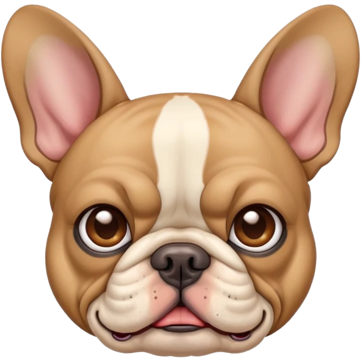 tan french bulldog head with bat ears and wrinkled face emoji