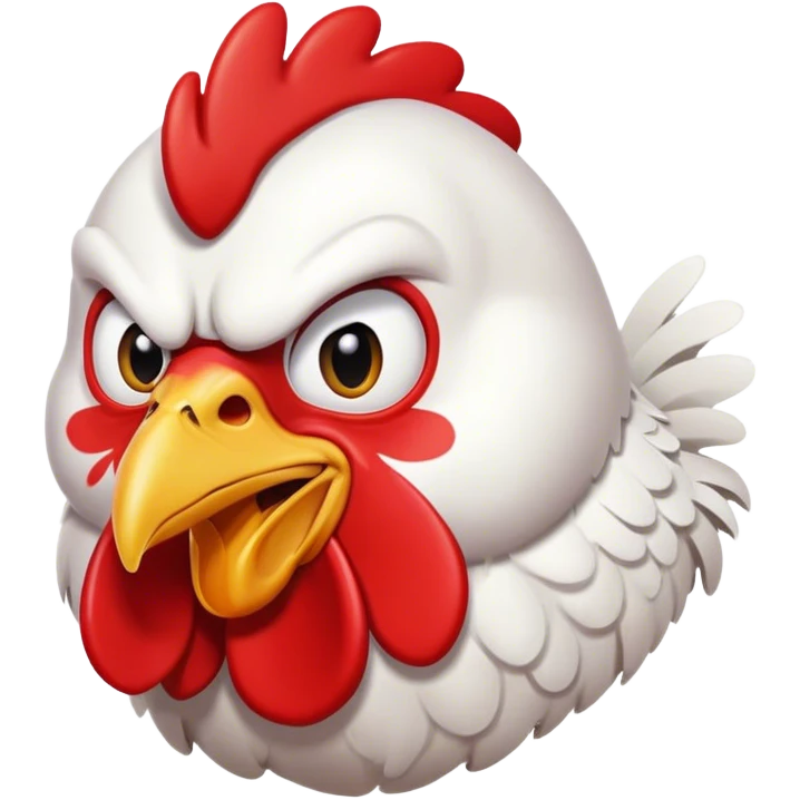 Angry chicken white classic emoji style emoji