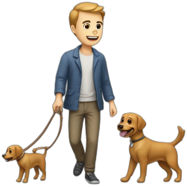 Homme qui se fait poursuivre pars un chien emoji