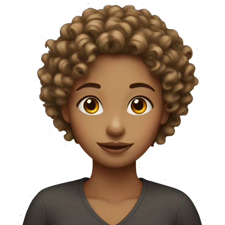 curly girl with a heart finger emoji