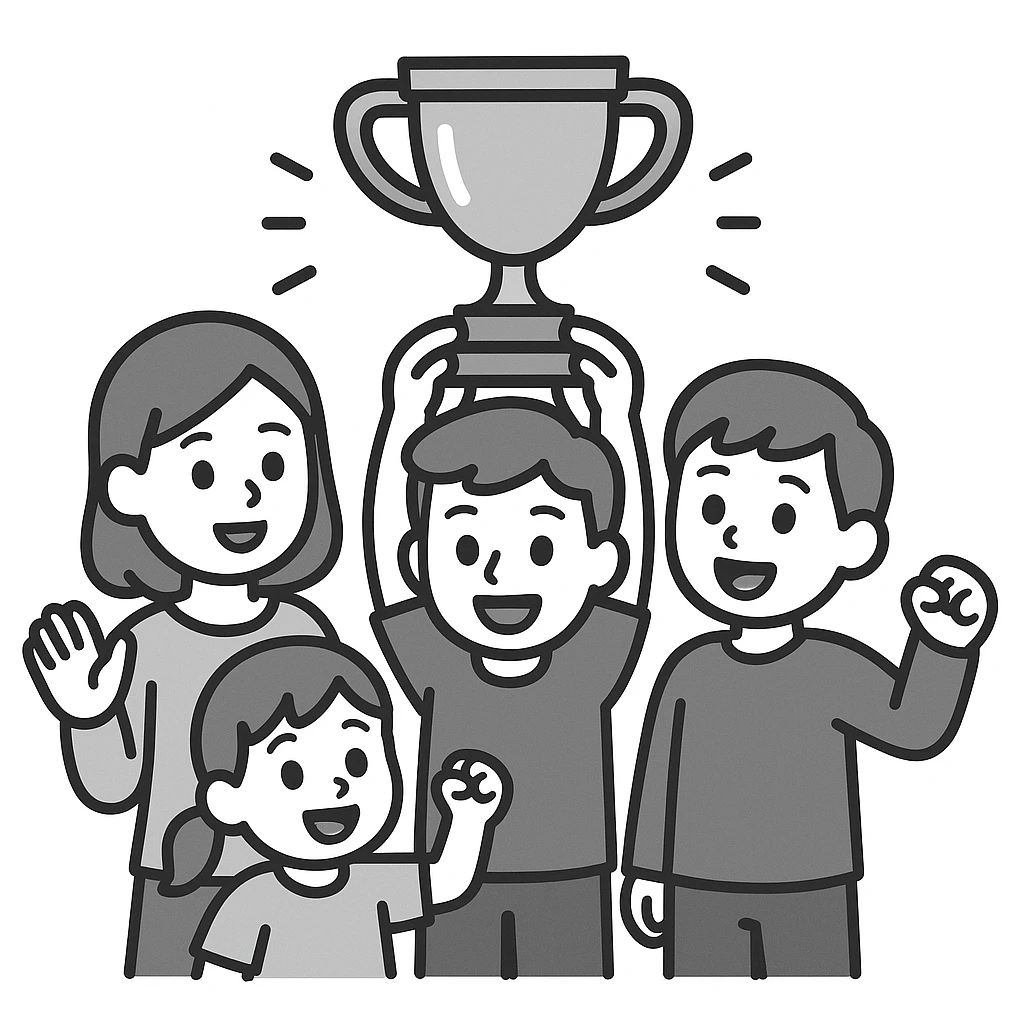 team celebrating with trophy emoji