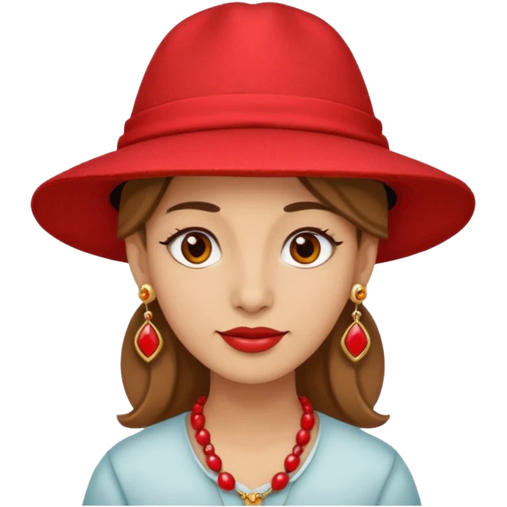 unique looking tourist with big unique red tourist hat and earrings emoji
