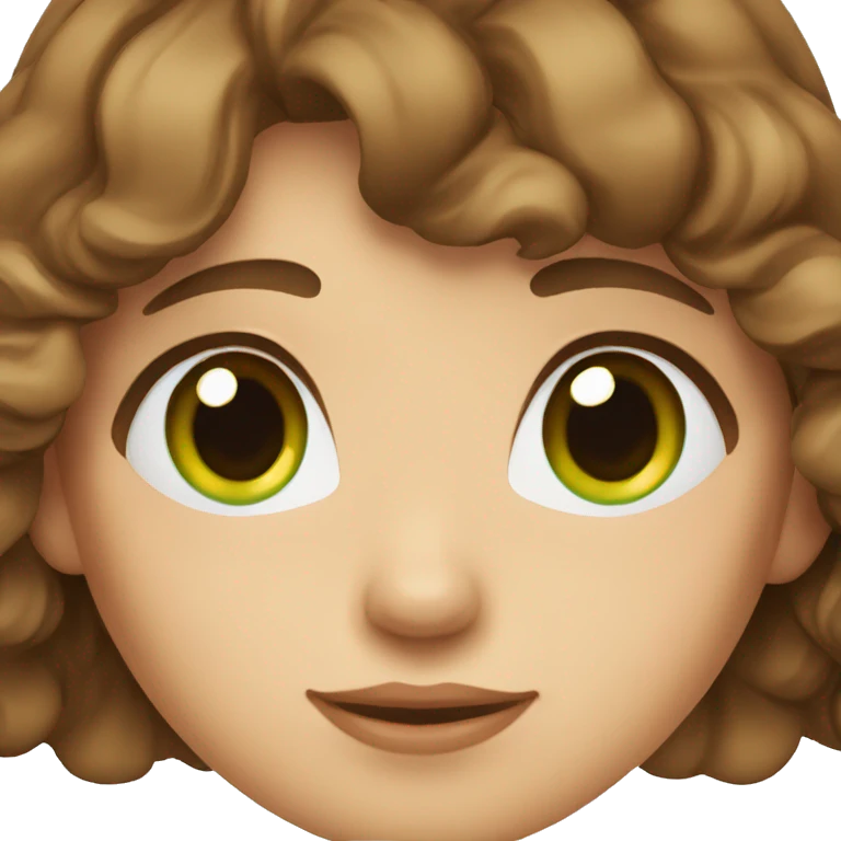 Cute woman with short wavy brown hair and green-blue eyes emoji