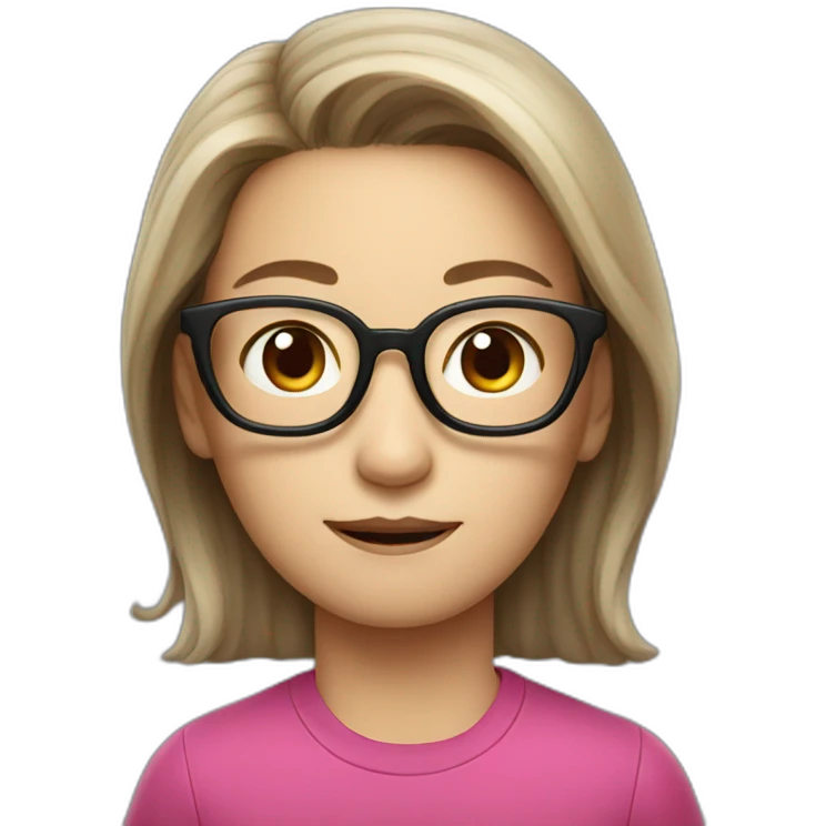 Tim cook with a brown hair Korean girl with eyeglasses emoji
