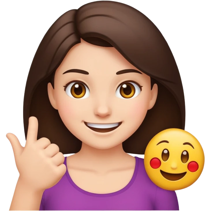 A smiling emoji punching a brunette girk emoji