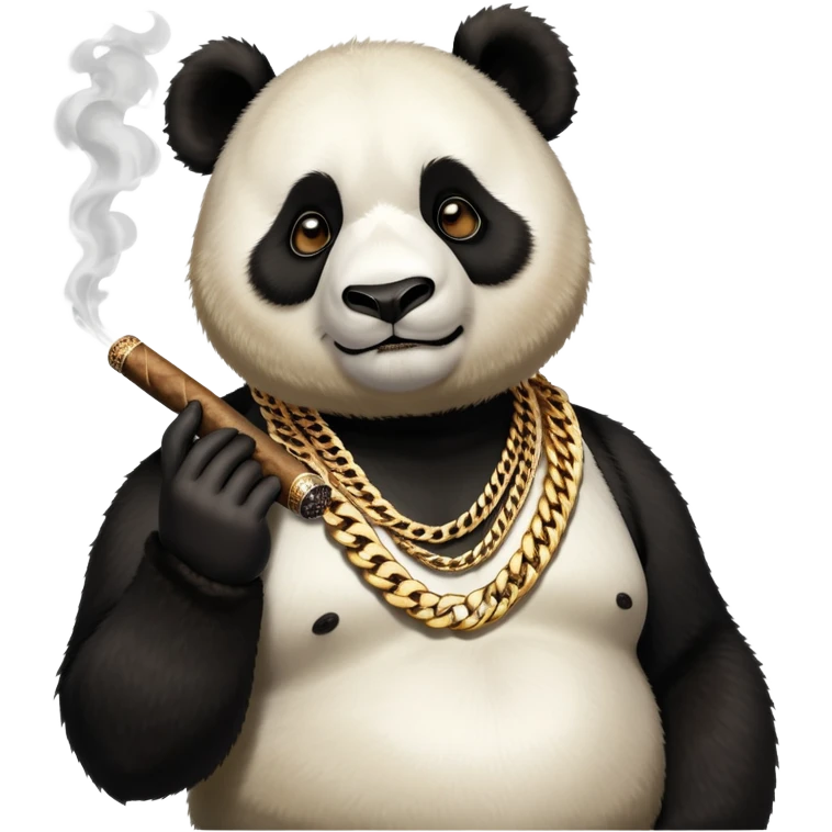 Gangster panda with a Cuban link chain smoking a cigar emoji