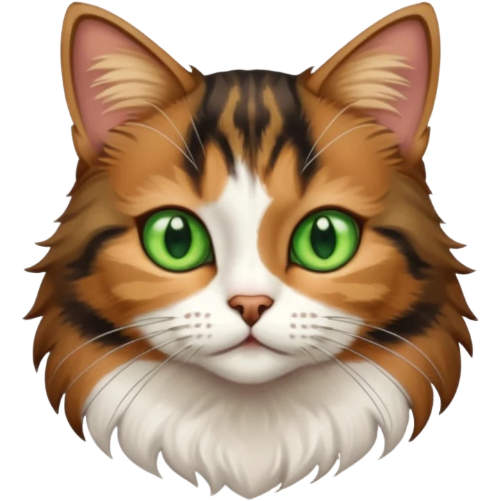 a young female brown and black tabby cat, emoji