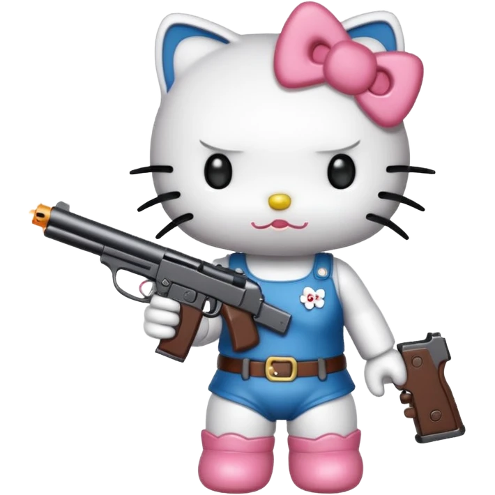 Hello kitty whit a gun  emoji
