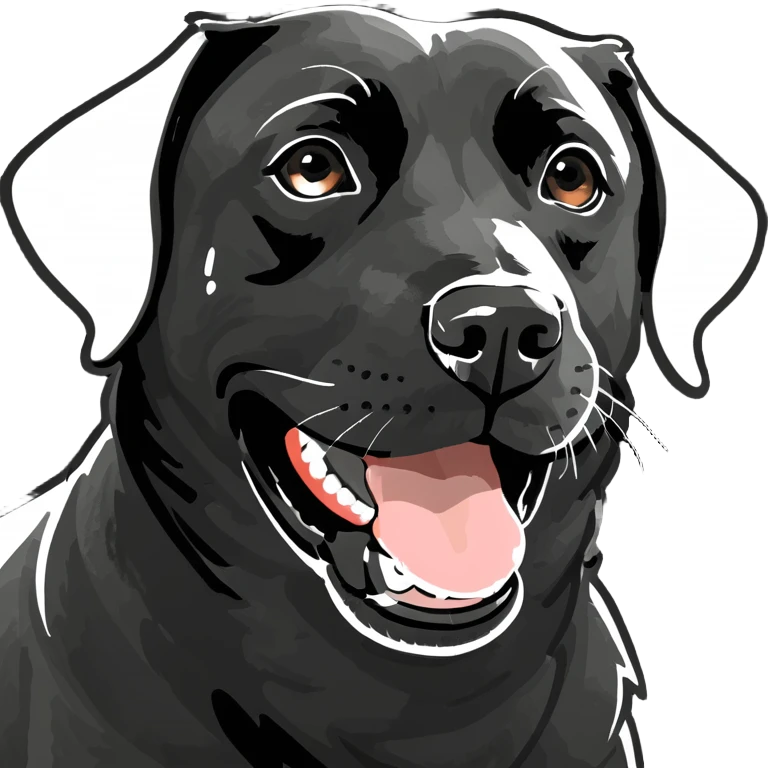 Black English Labrador smiling emoji