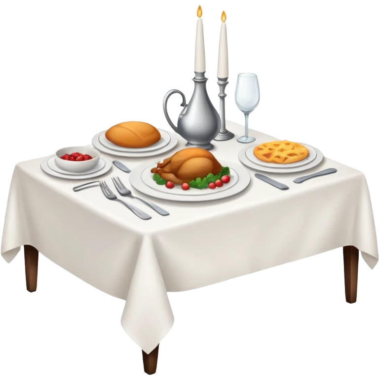 Dinner table with a white tablecloth emoji