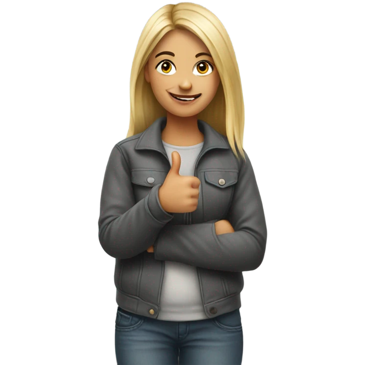realistic portrait of girl thumbs up emoji