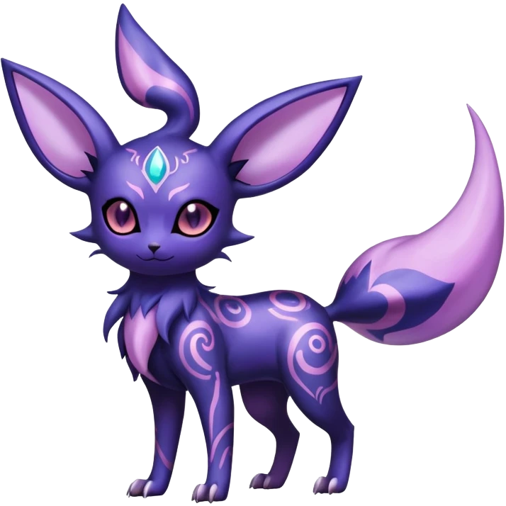 Shiny Exotic Badass Ethereal Royal Mysterious Gothic Noibat-Espeon-Umbreon-Sylveon-Pokémon-Fakémon-hybrid-creature (full body) with random pattern-markings emoji