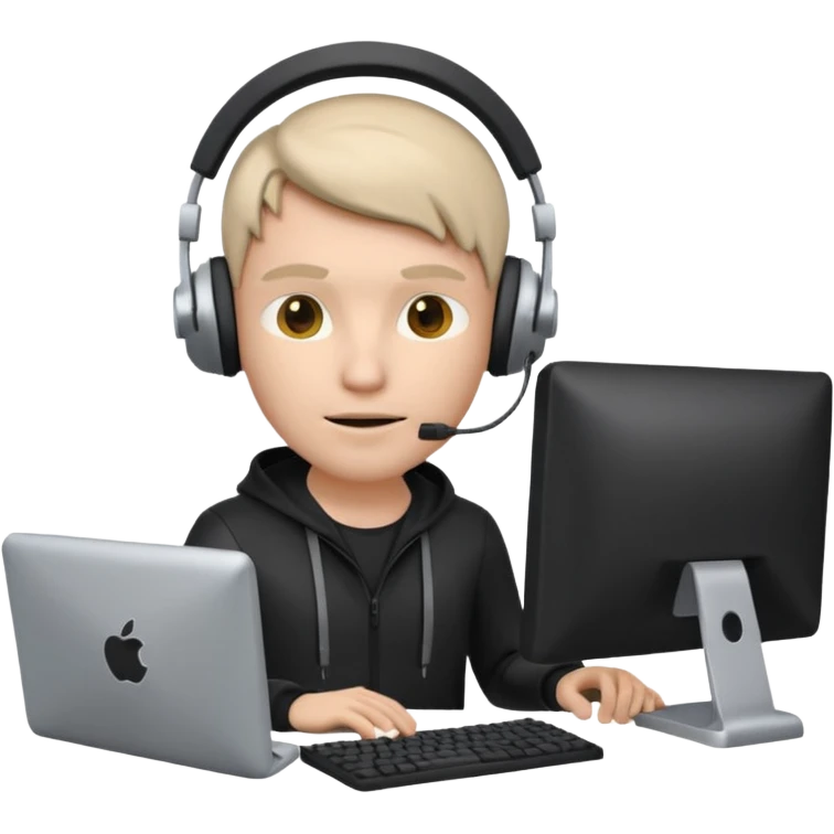a 3d hacker with computer emoji