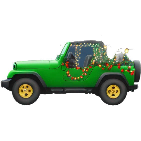 jeep decorated with christmas lights  emoji