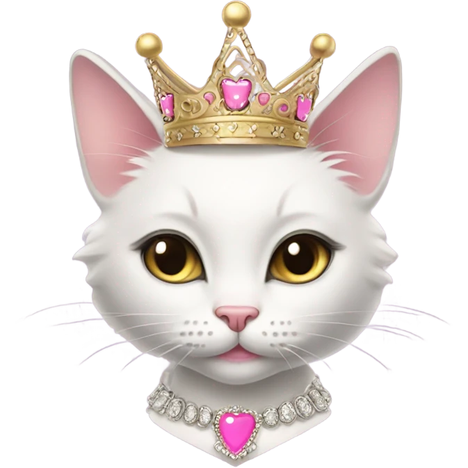 fancy kitty with pink lipstick, big eyelashes, and a princess crown  emoji