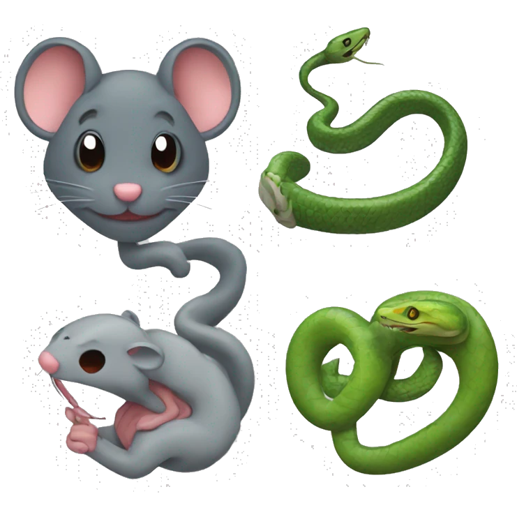 one rat, a heart, and one snake emoji