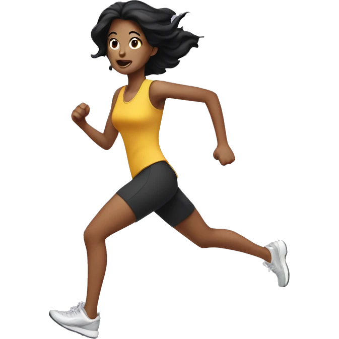 Running lady with black hair emoji