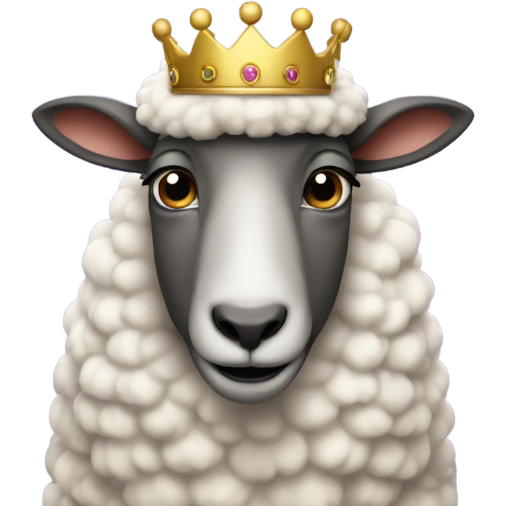 sheep in a prince outfit wearing a crown looking at the camera emoji