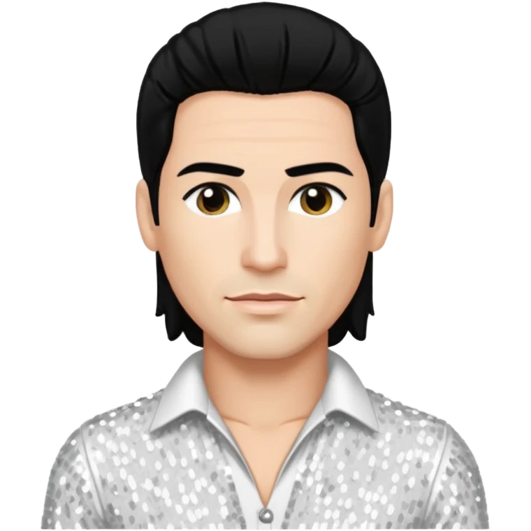 Danny Wood from NKOTB with black hair, white sequin outfit emoji