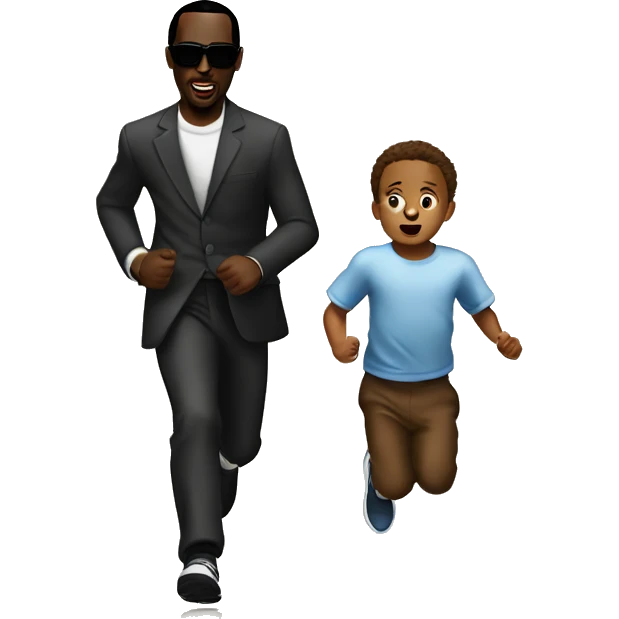 P-diddy running with a child infront of him emoji