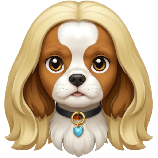 Black and white Cavalier king charles with blond girl emoji