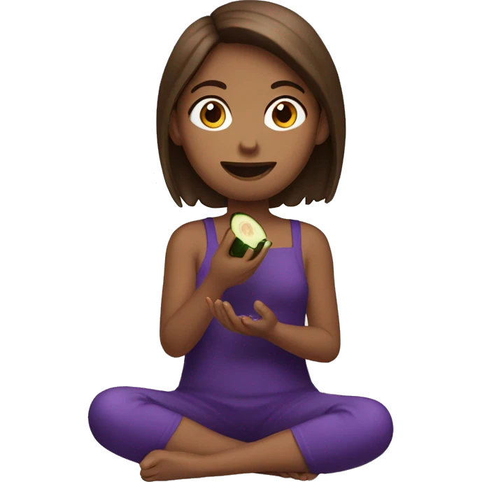 Brown hair Girl eating eggplant emoji