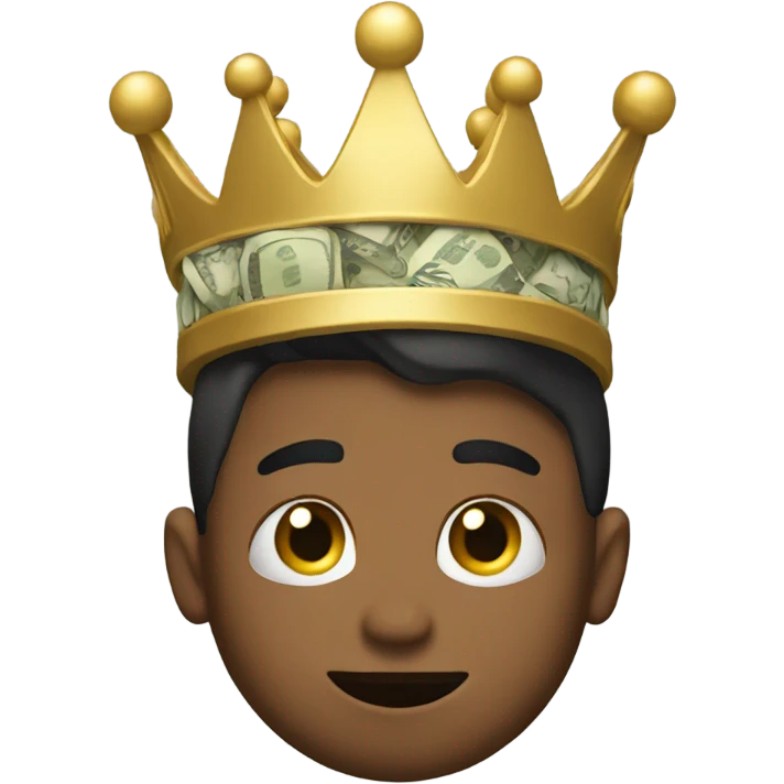 Emotionless person wearing a crown with money emoji