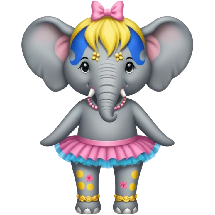 A three legged prima-donna elephant with piercings. emoji