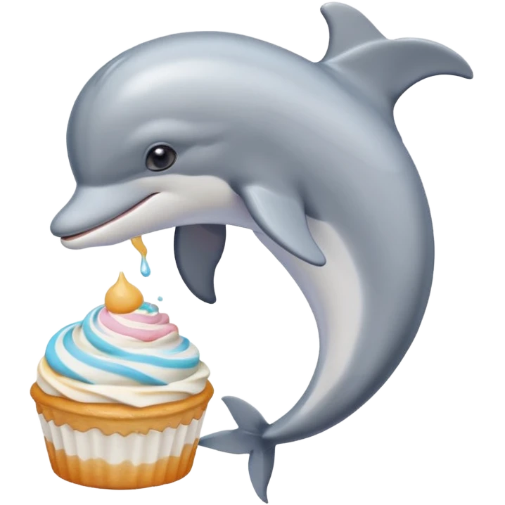 make me a dolphin that is asking a cat with buttercream emoji