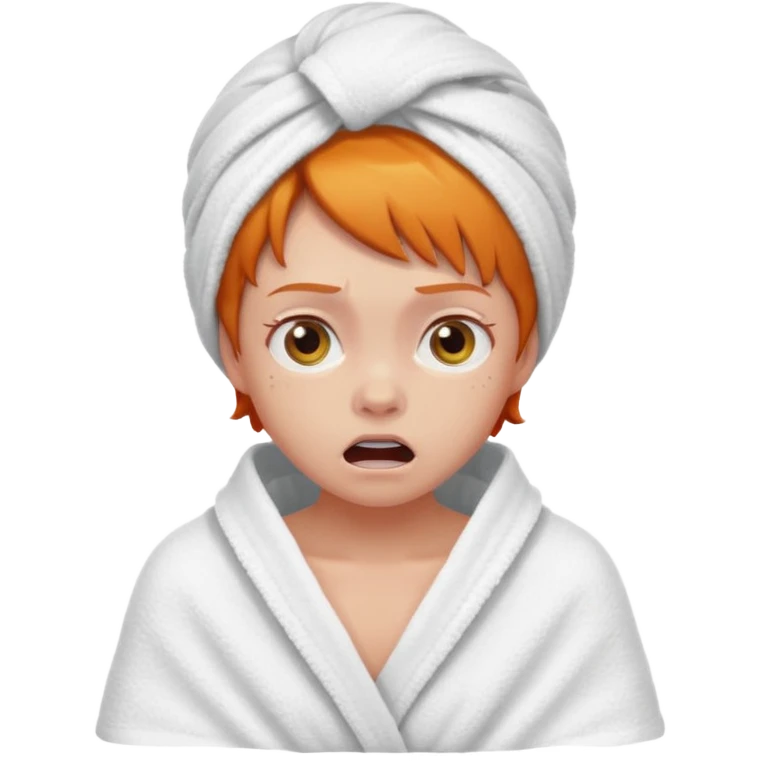 scared ginger girl with bath towels  emoji