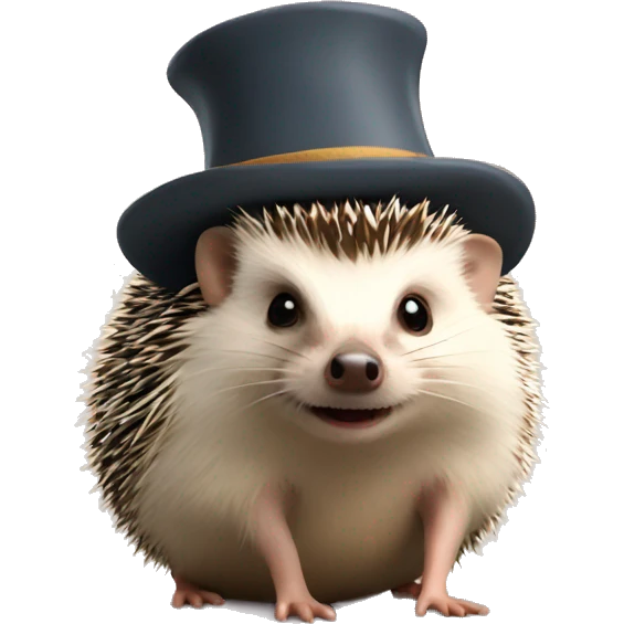 Hedgehog with a hat emoji